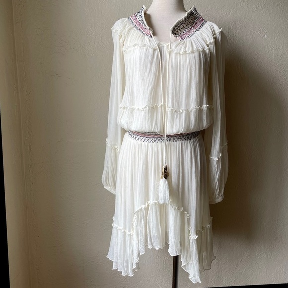 Gypsy 05 Dresses & Skirts - Gypsy 05 ivory silk crepe boho dress size small